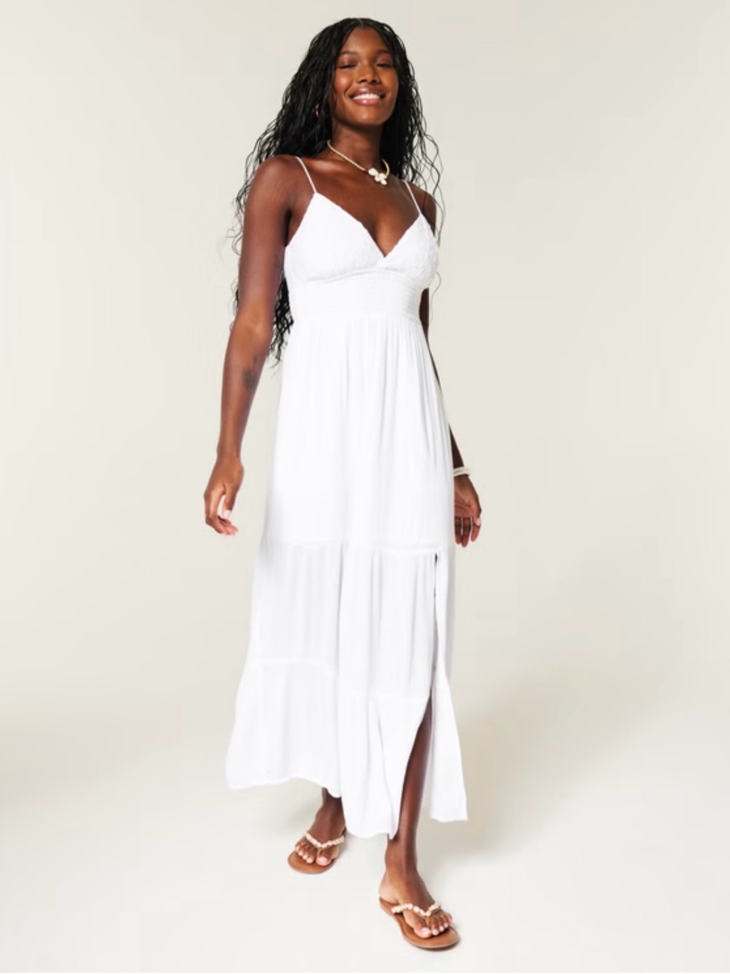 Hollister Embroidered Babydoll Maxi Dress